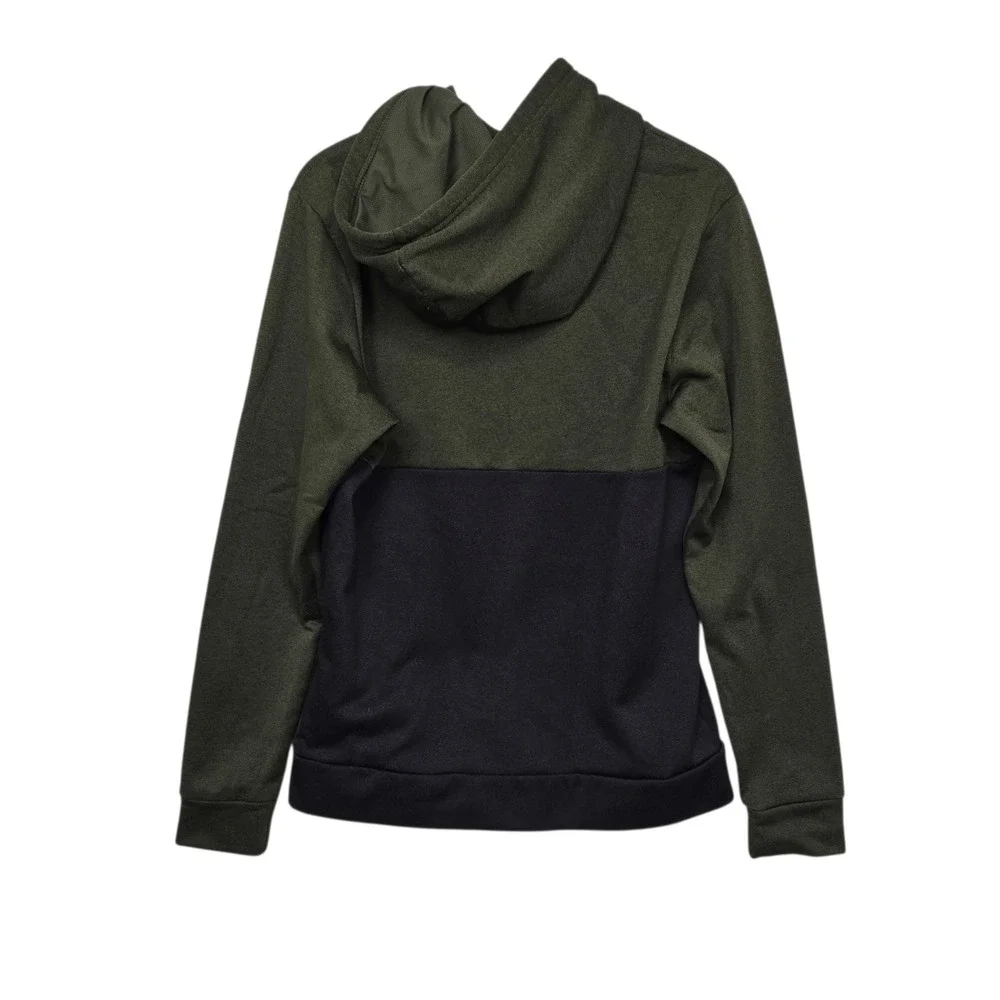 The North Face Mens Hoodie sz Medium Olive Green Black Colorblock Logo Pullover